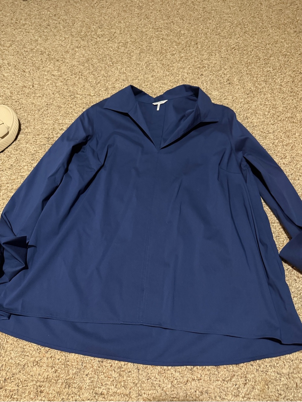 Foxcroft Navy Collared V-Neck Tunic Top
